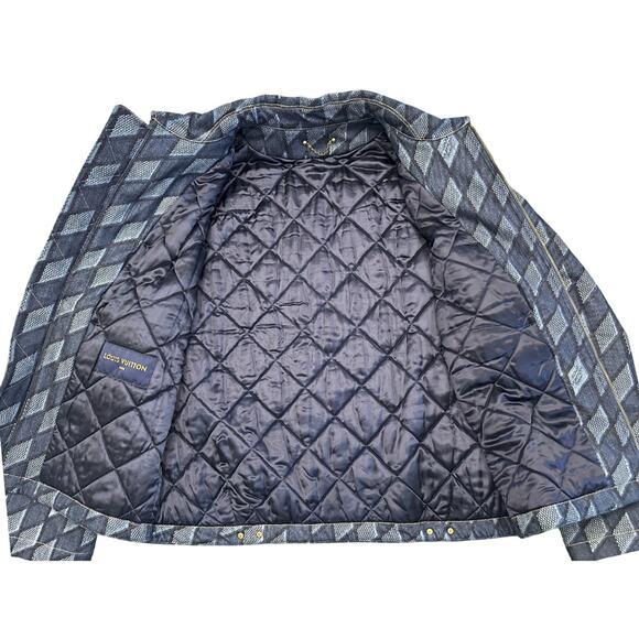 Louis Vuitton 1AAGRP Workwear Denim Diamond Damier Monogram Full Zip Jacket 52 - Picture 4 of 13